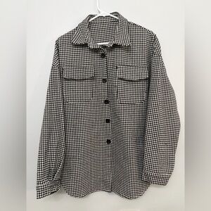 Stylish Black and White Houndstooth Women's Jacket